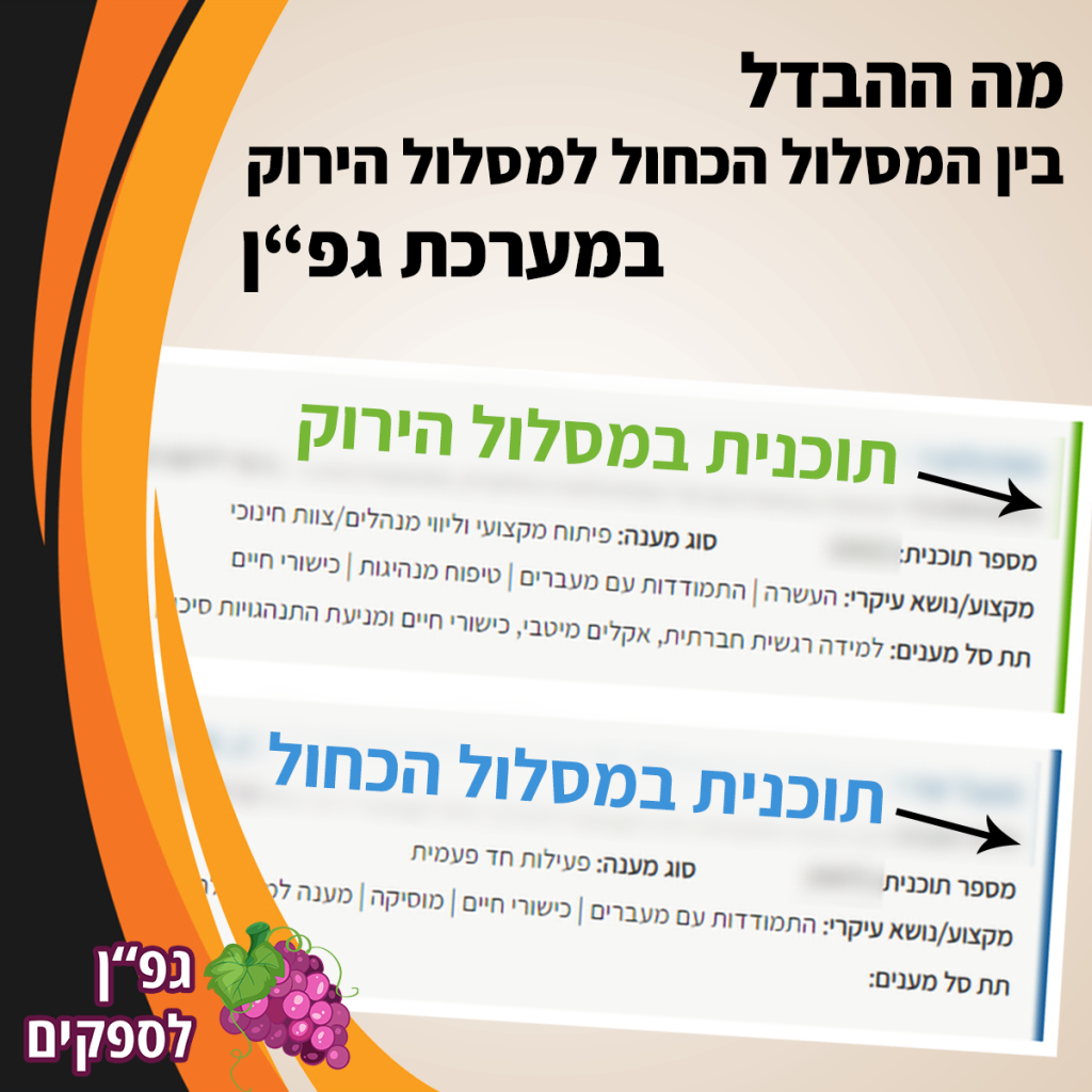 סוגי מסלולים במערכת גפן - מה ההבדל בין המסלול הכחול למסלול הירוק